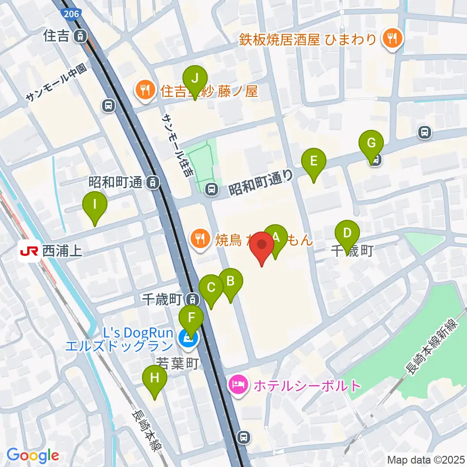 長崎市チトセピアホール周辺のカフェ一覧地図