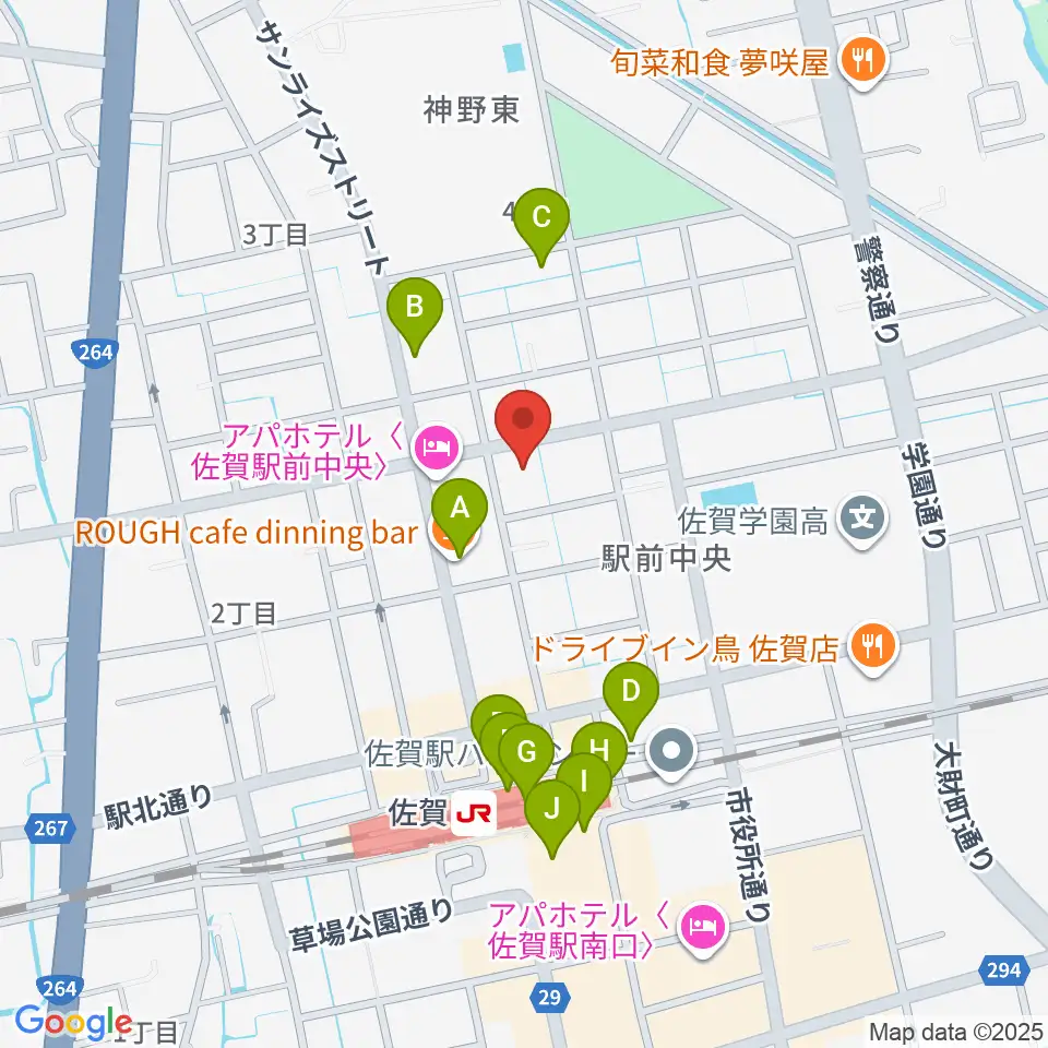 佐賀ガイルス周辺のカフェ一覧地図