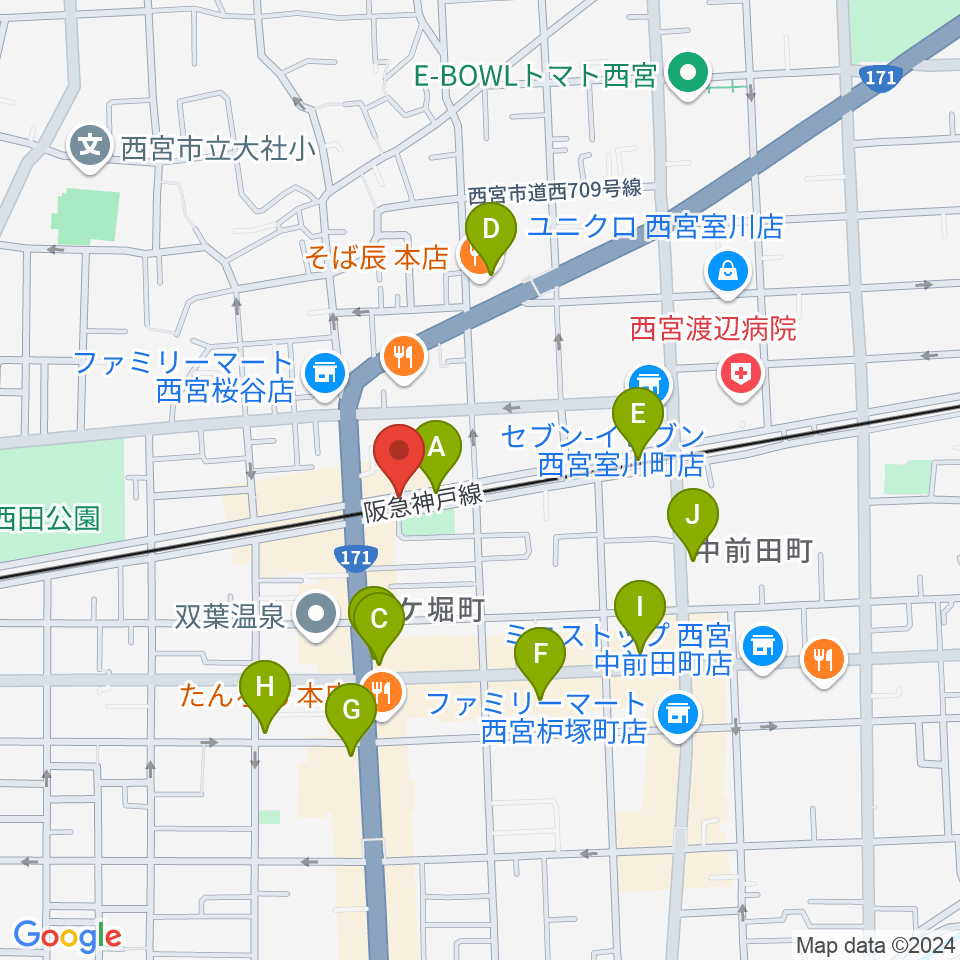 音楽スタジオ モンジャクシン周辺のカフェ一覧地図