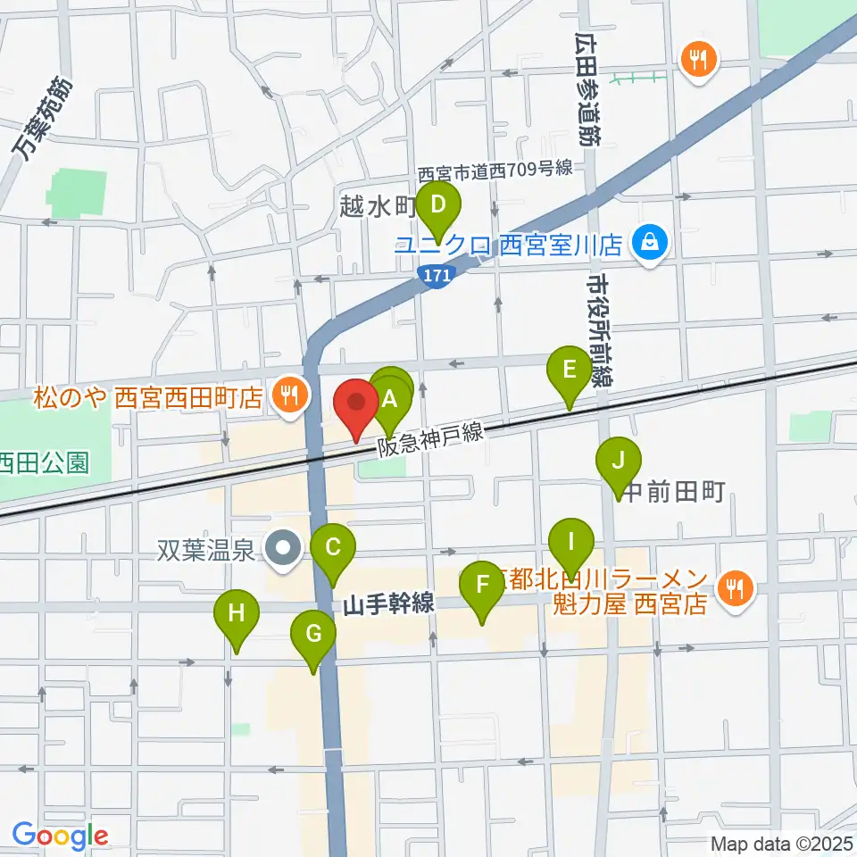 音楽スタジオ モンジャクシン周辺のカフェ一覧地図