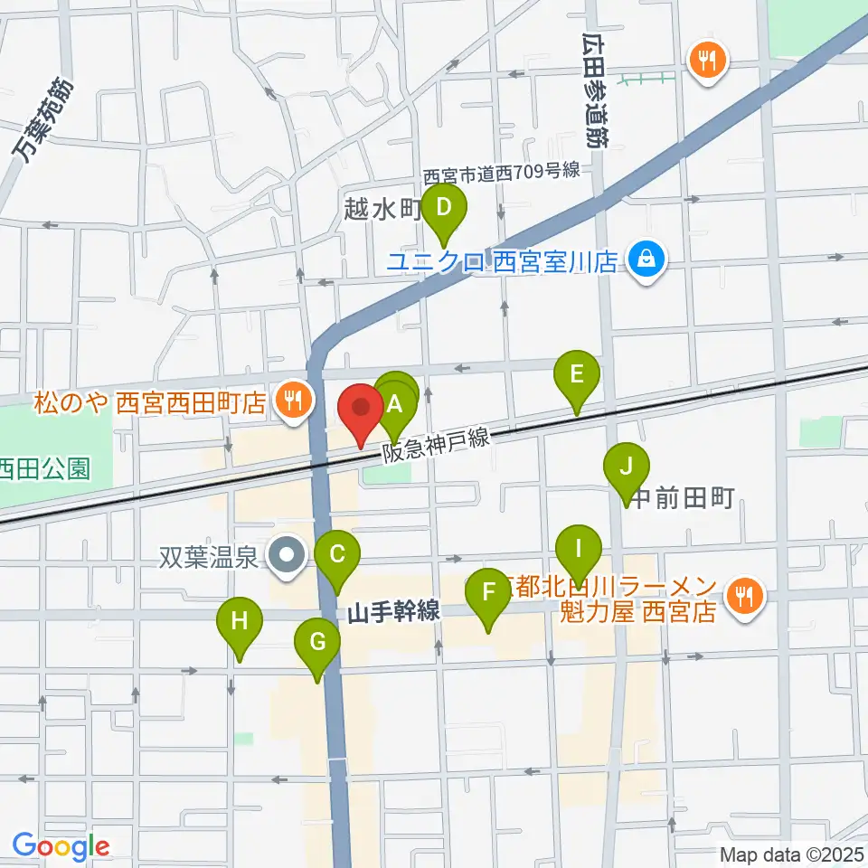 音楽スタジオ モンジャクシン周辺のカフェ一覧地図