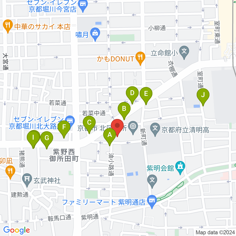 京都市北青少年活動センター周辺のカフェ一覧地図