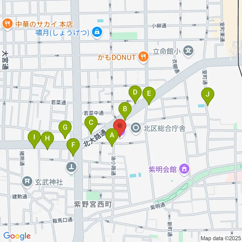 京都市北青少年活動センター周辺のカフェ一覧地図
