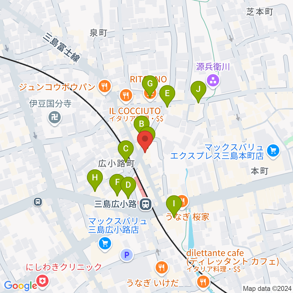 STUDIO O&K 三島店周辺のカフェ一覧地図