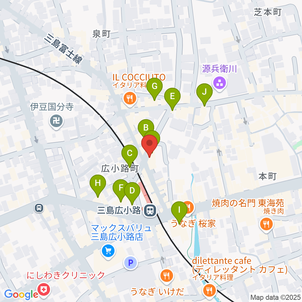 STUDIO O&K 三島店周辺のカフェ一覧地図