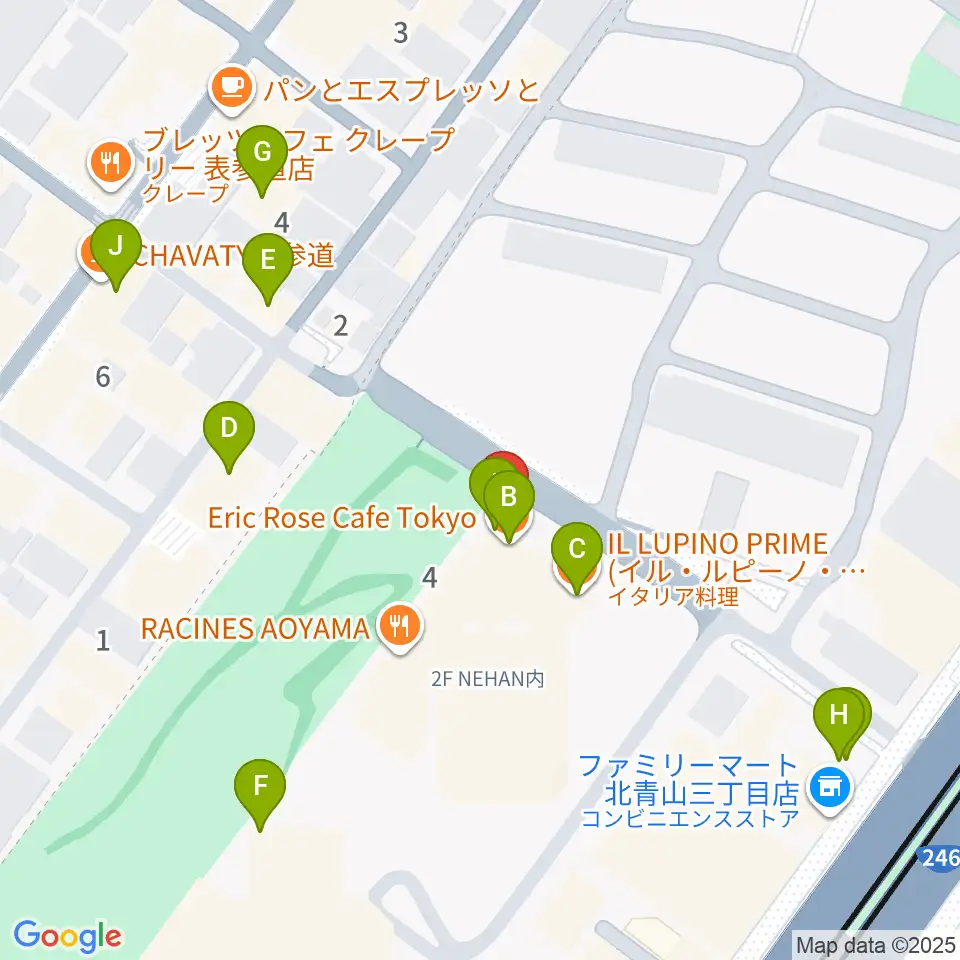 スタインウェイ&サンズ東京周辺のカフェ一覧地図