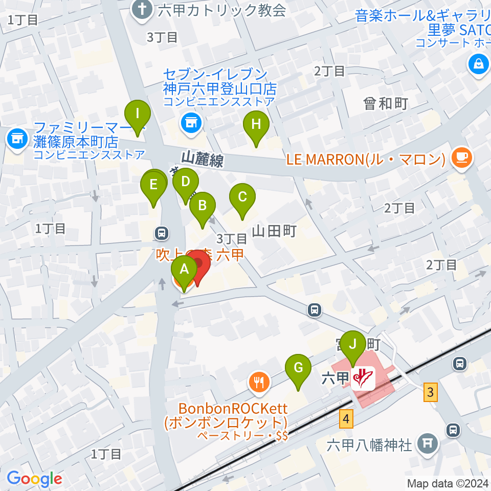 バイオリン工房 音屋周辺のカフェ一覧地図