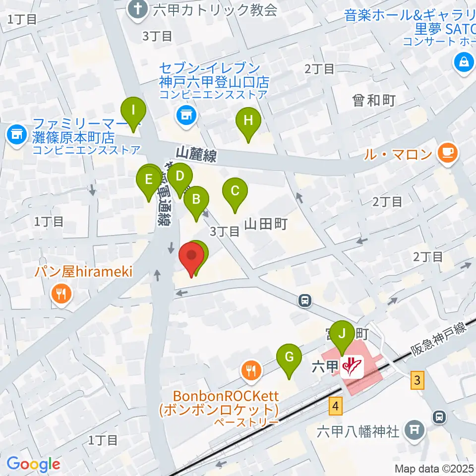 バイオリン工房 音屋周辺のカフェ一覧地図