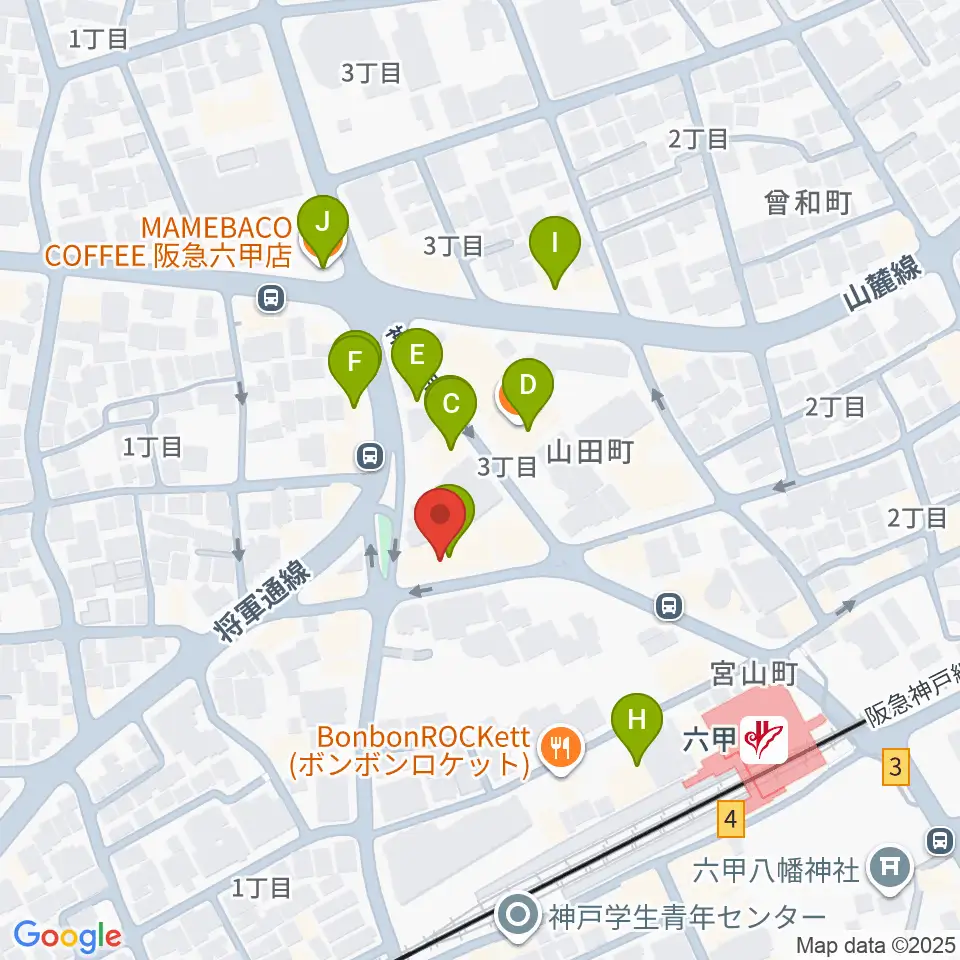 バイオリン工房 音屋周辺のカフェ一覧地図
