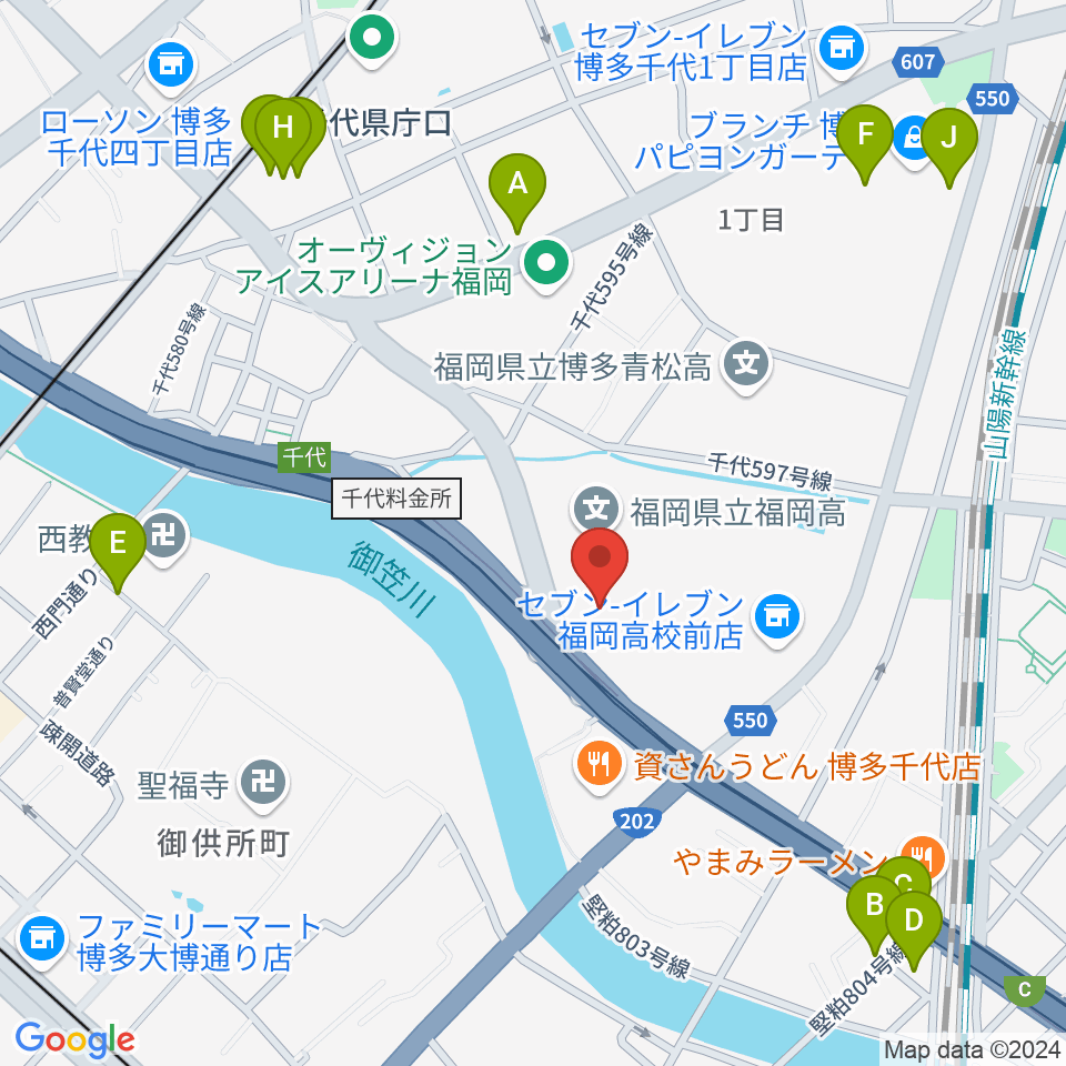 石蔵酒造 博多百年蔵周辺のカフェ一覧地図