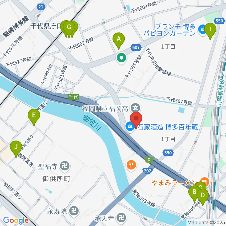 石蔵酒造 博多百年蔵周辺のカフェ一覧地図