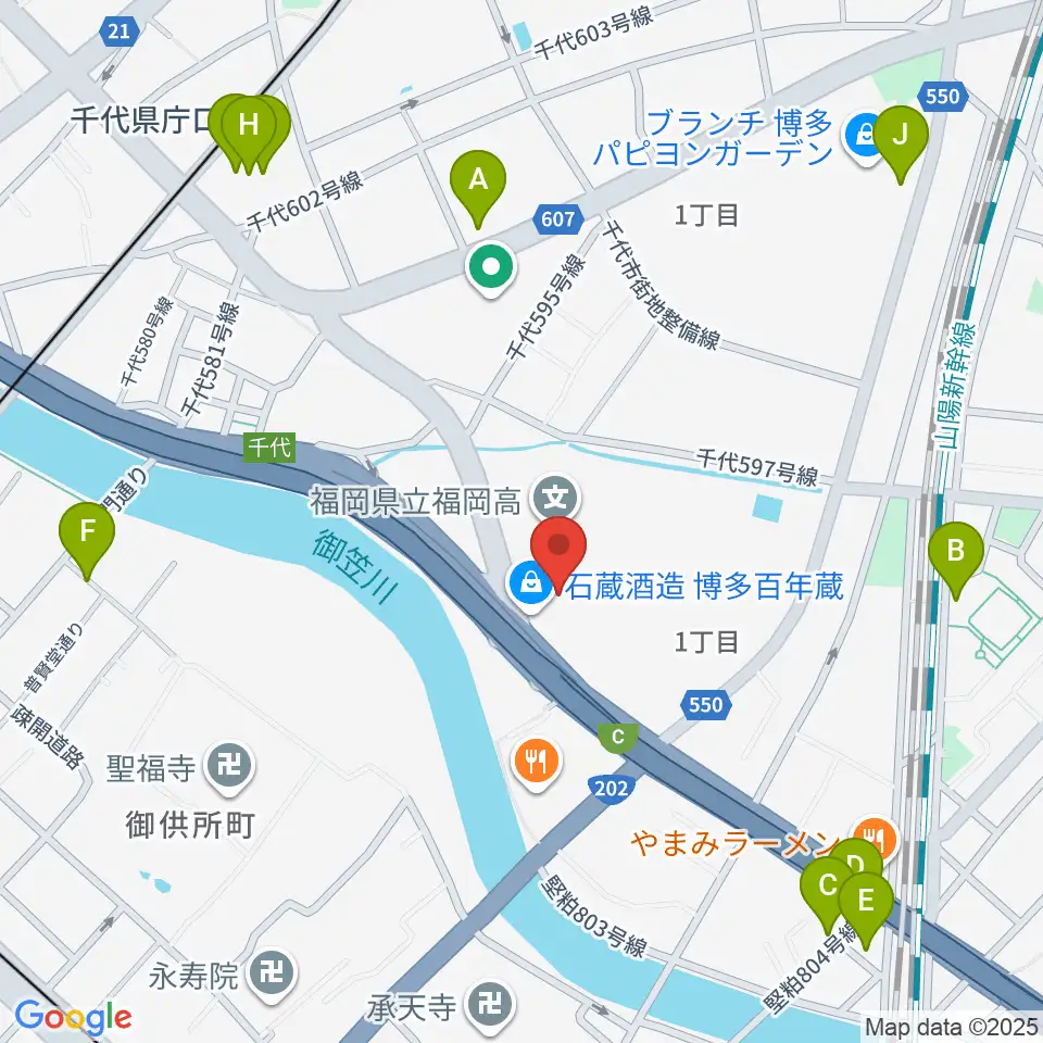 石蔵酒造 博多百年蔵周辺のカフェ一覧地図