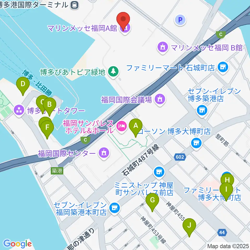 マリンメッセ福岡A館周辺のカフェ一覧地図