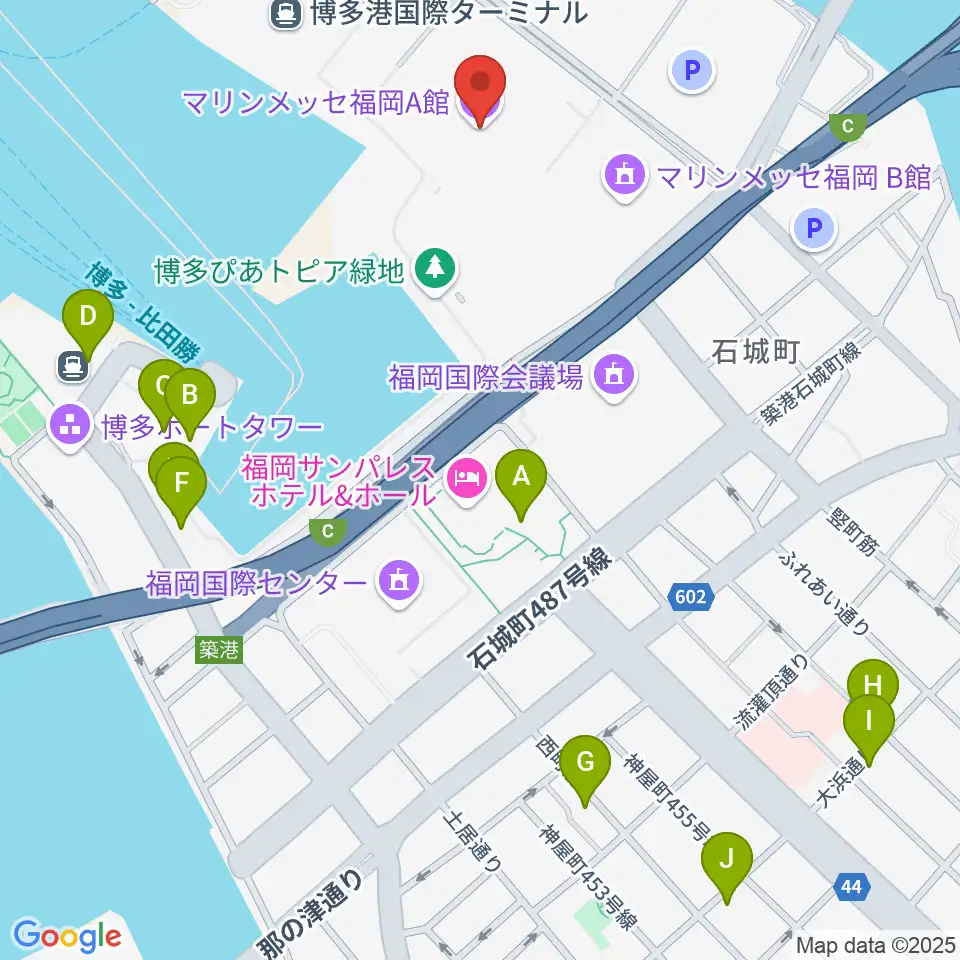 マリンメッセ福岡A館周辺のカフェ一覧地図