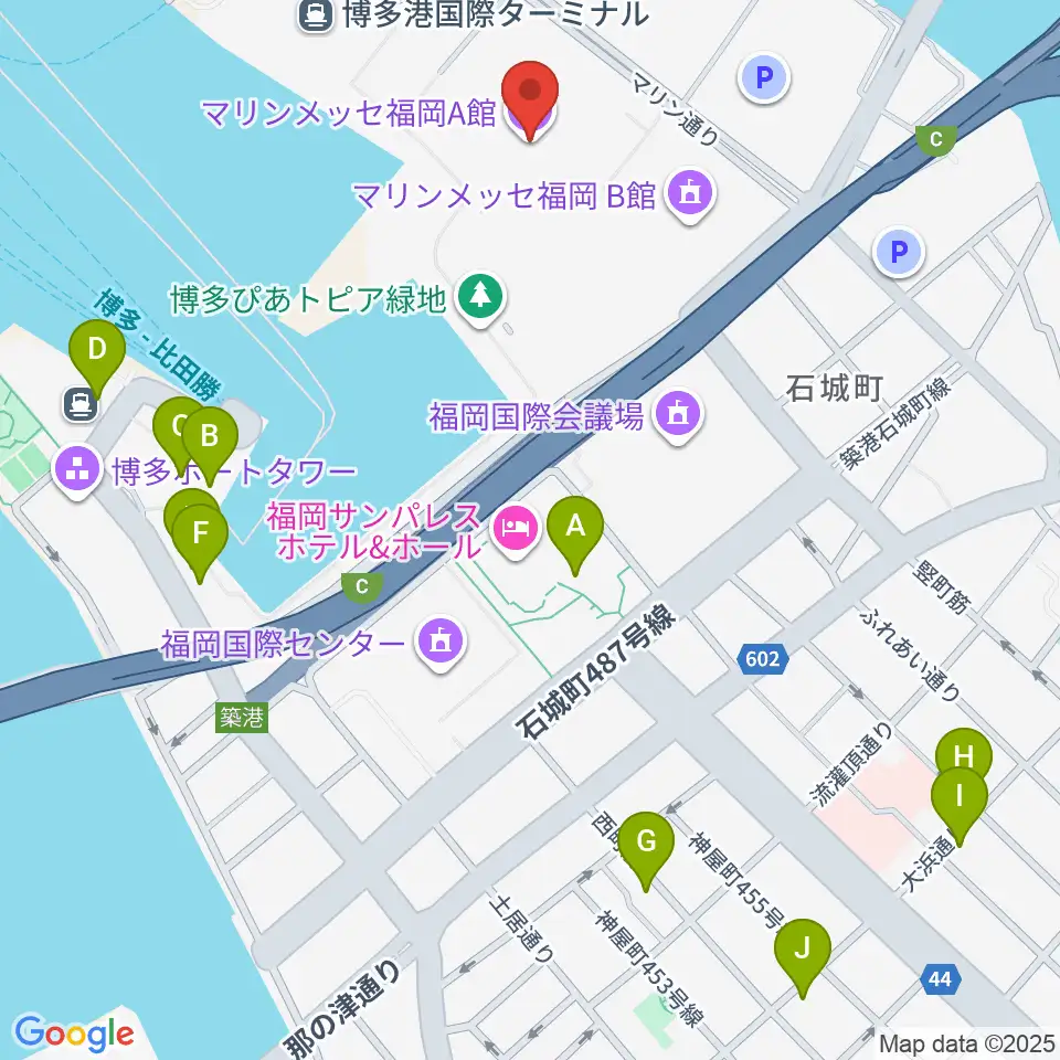 マリンメッセ福岡A館周辺のカフェ一覧地図
