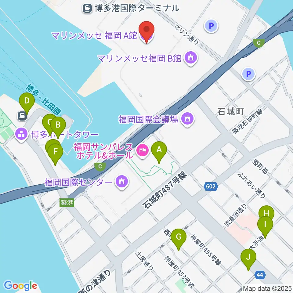 マリンメッセ福岡A館周辺のカフェ一覧地図