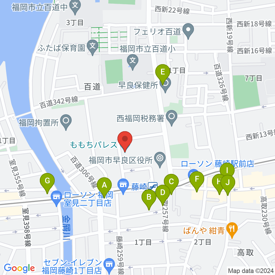 ももちパレス 福岡県立ももち文化センター周辺のカフェ一覧地図