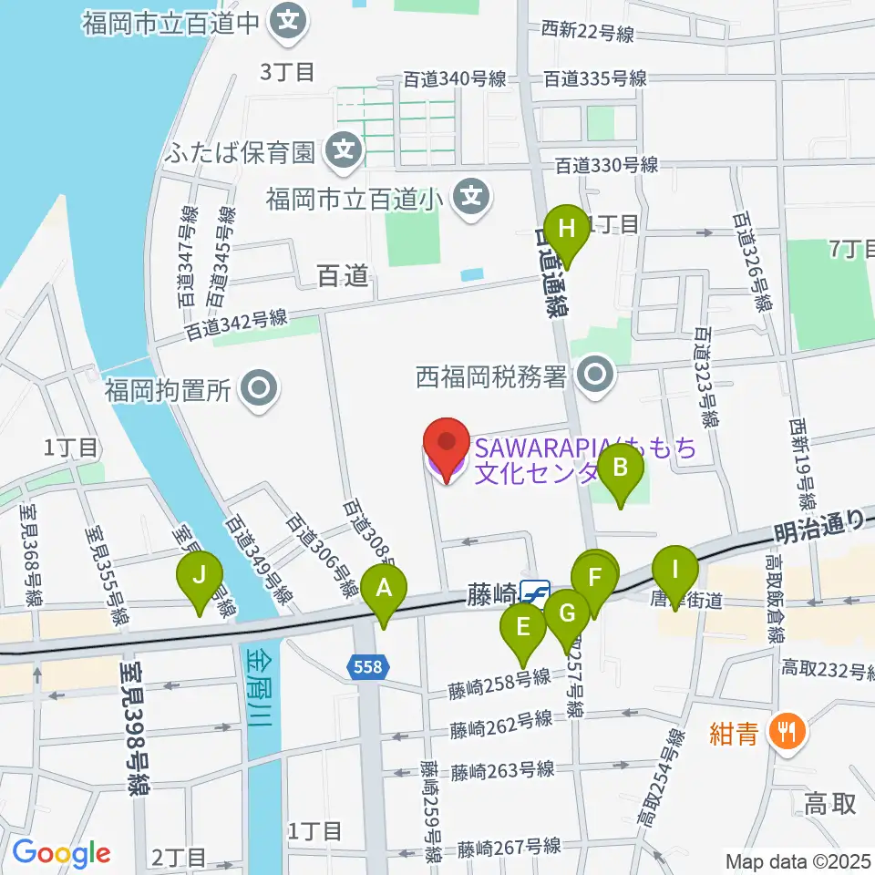 サワラピア 福岡県立ももち文化センター周辺のカフェ一覧地図