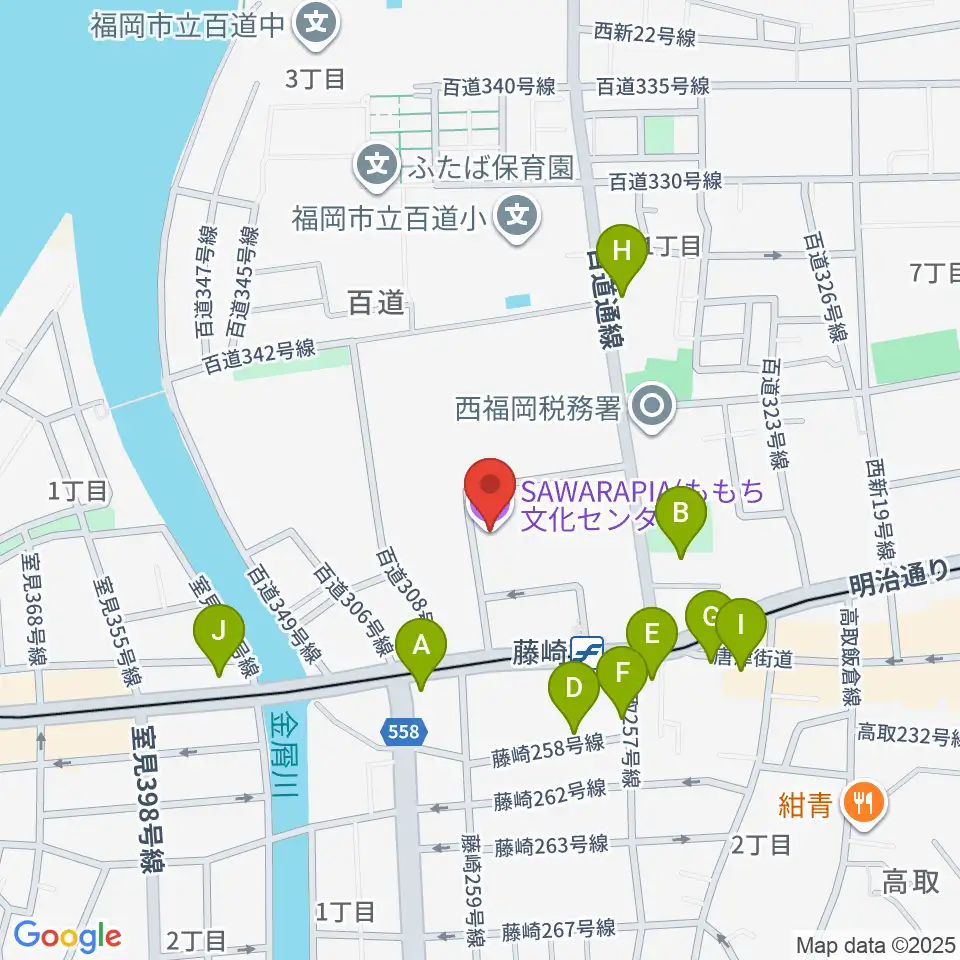 サワラピア 福岡県立ももち文化センター周辺のカフェ一覧地図