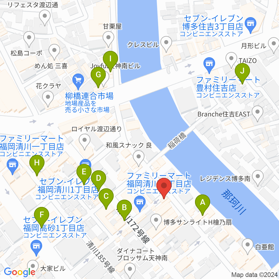 福岡UTERO周辺のカフェ一覧地図