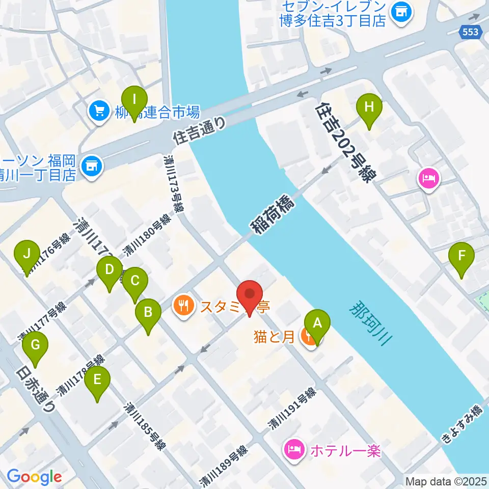 福岡UTERO周辺のカフェ一覧地図