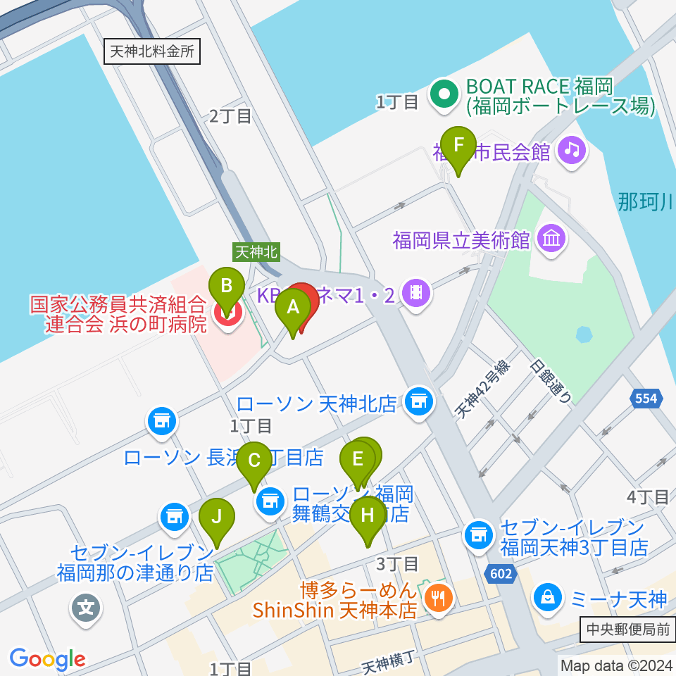 ライブハウスCB周辺のカフェ一覧地図