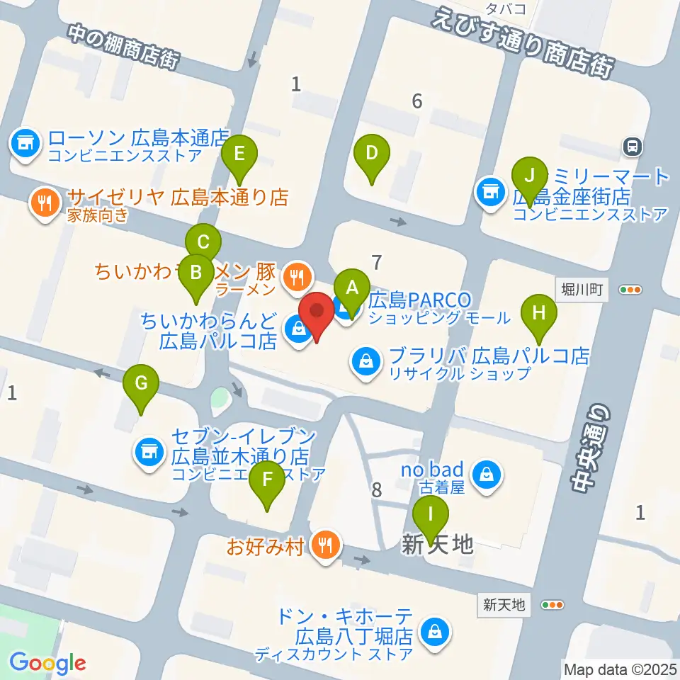 広島クラブクアトロ周辺のカフェ一覧地図