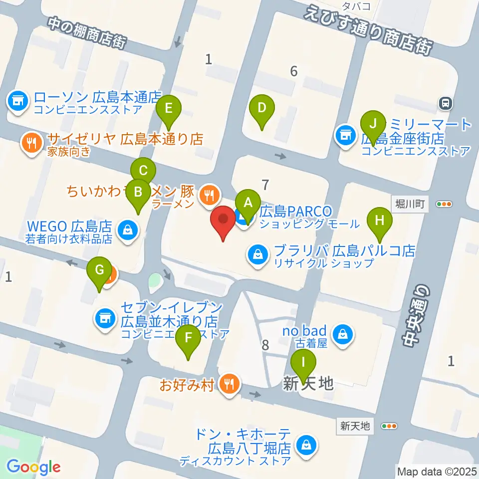 広島クラブクアトロ周辺のカフェ一覧地図