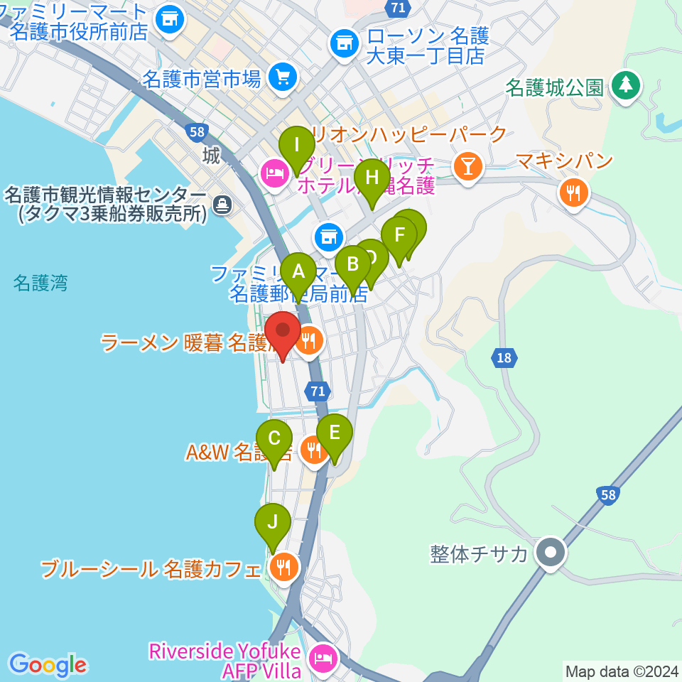 ラインナップスタジオ周辺のカフェ一覧地図