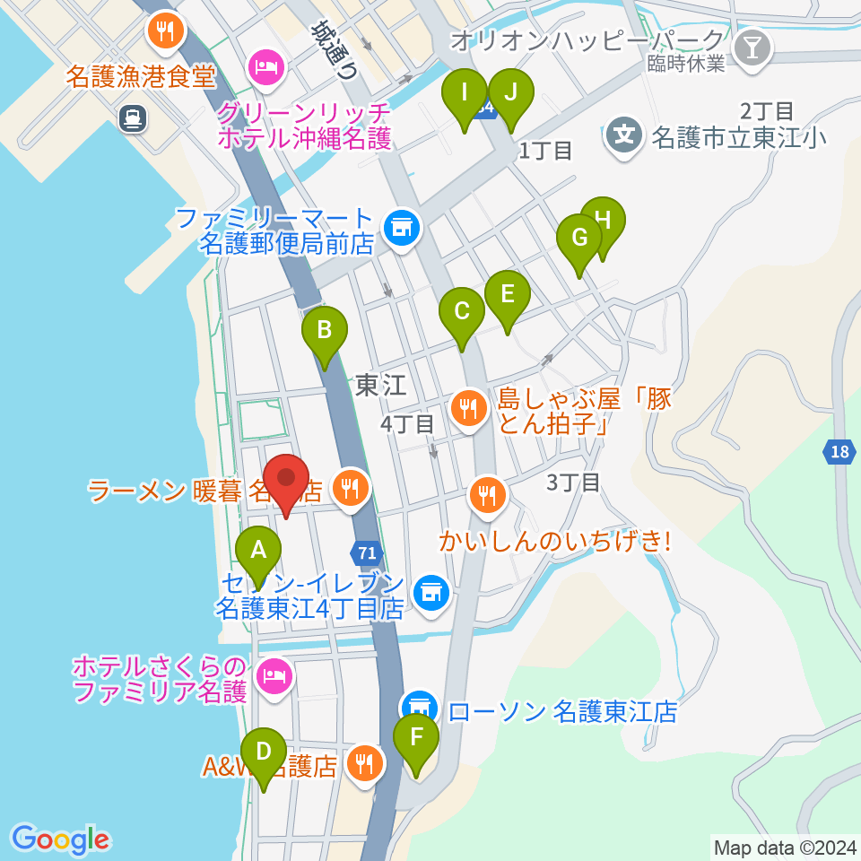 ラインナップスタジオ周辺のカフェ一覧地図