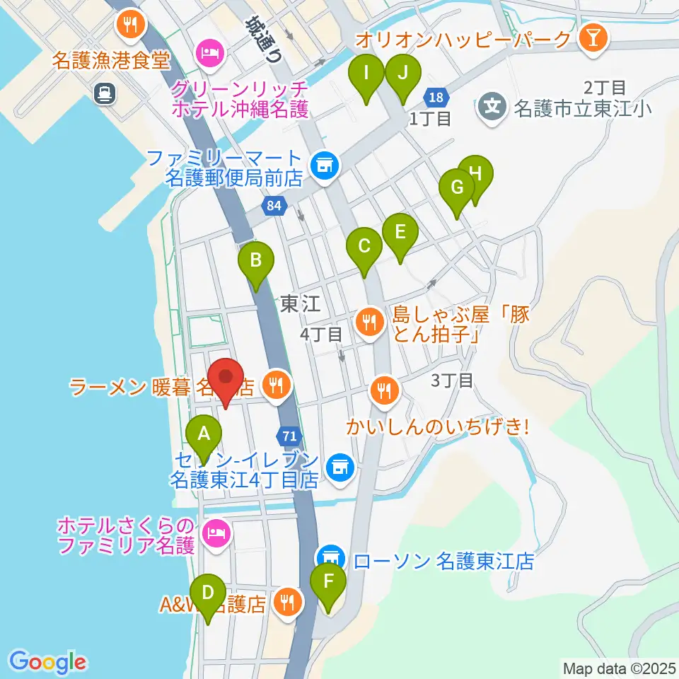ラインナップスタジオ周辺のカフェ一覧地図