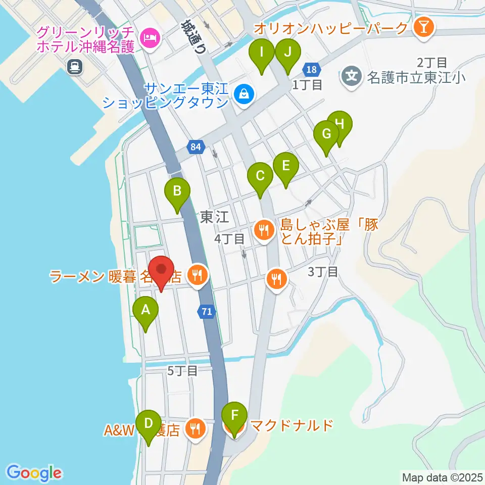 ラインナップスタジオ周辺のカフェ一覧地図
