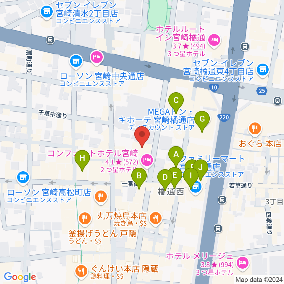 宮崎FLOOR周辺のカフェ一覧地図