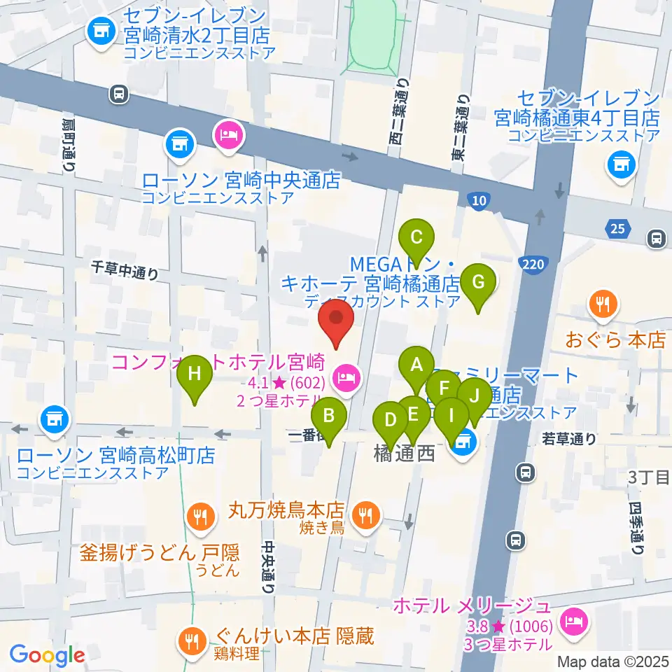 宮崎FLOOR周辺のカフェ一覧地図