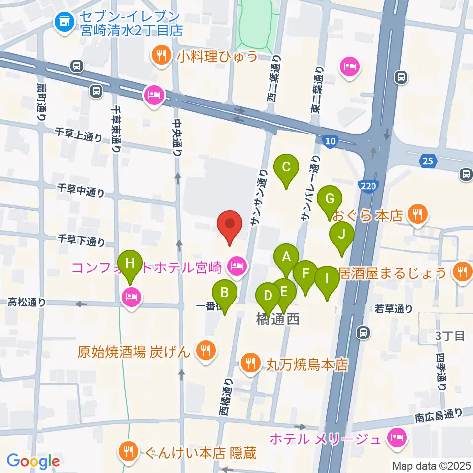 宮崎FLOOR周辺のカフェ一覧地図