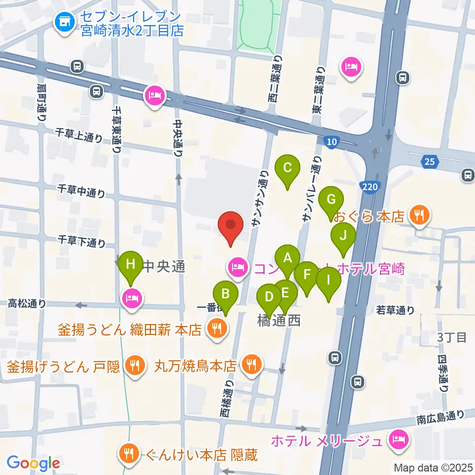 宮崎FLOOR周辺のカフェ一覧地図