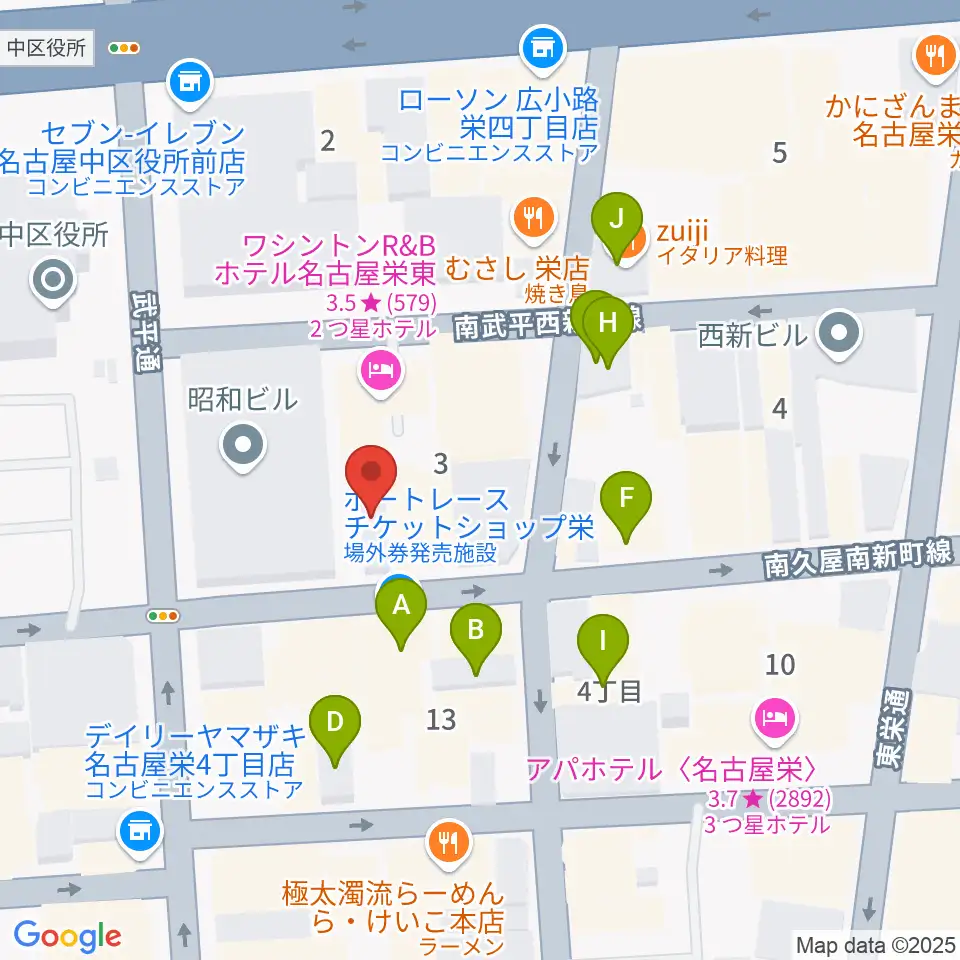 栄R.A.D周辺のカフェ一覧地図