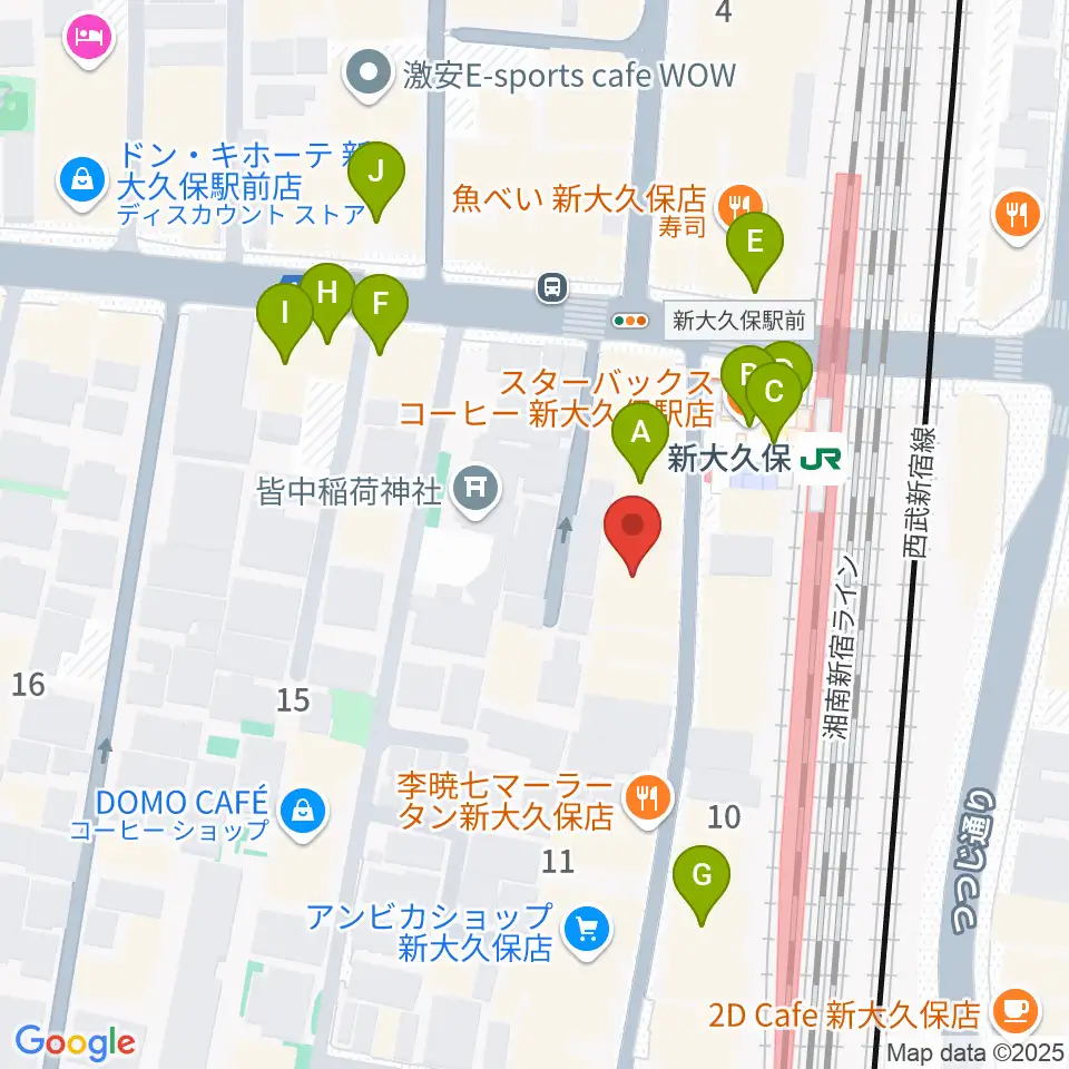TC楽器周辺のカフェ一覧地図
