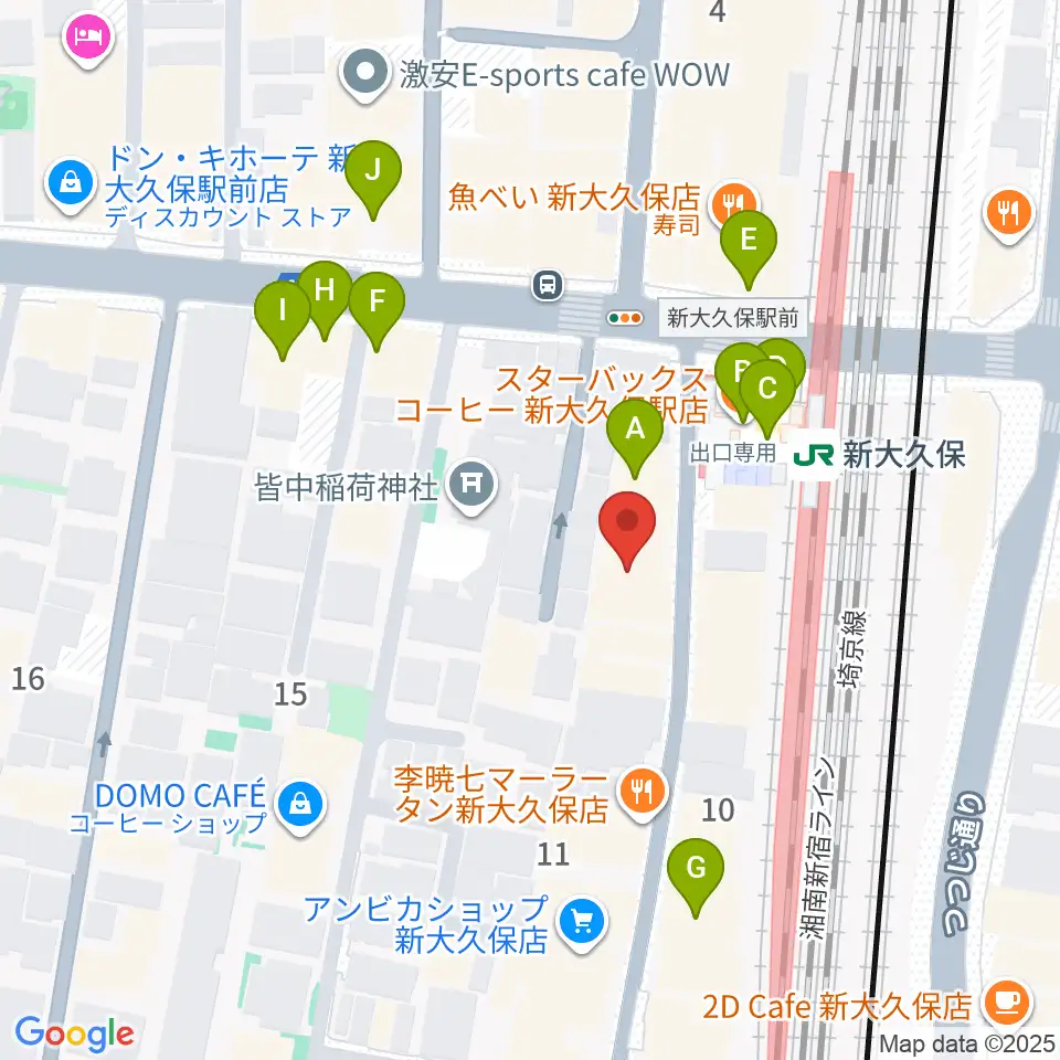 TC楽器周辺のカフェ一覧地図