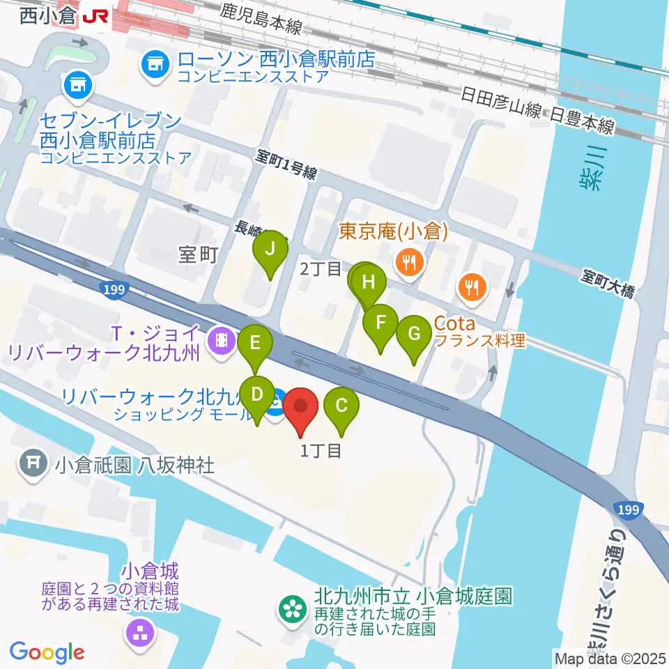 J:COM北九州芸術劇場周辺のカフェ一覧地図