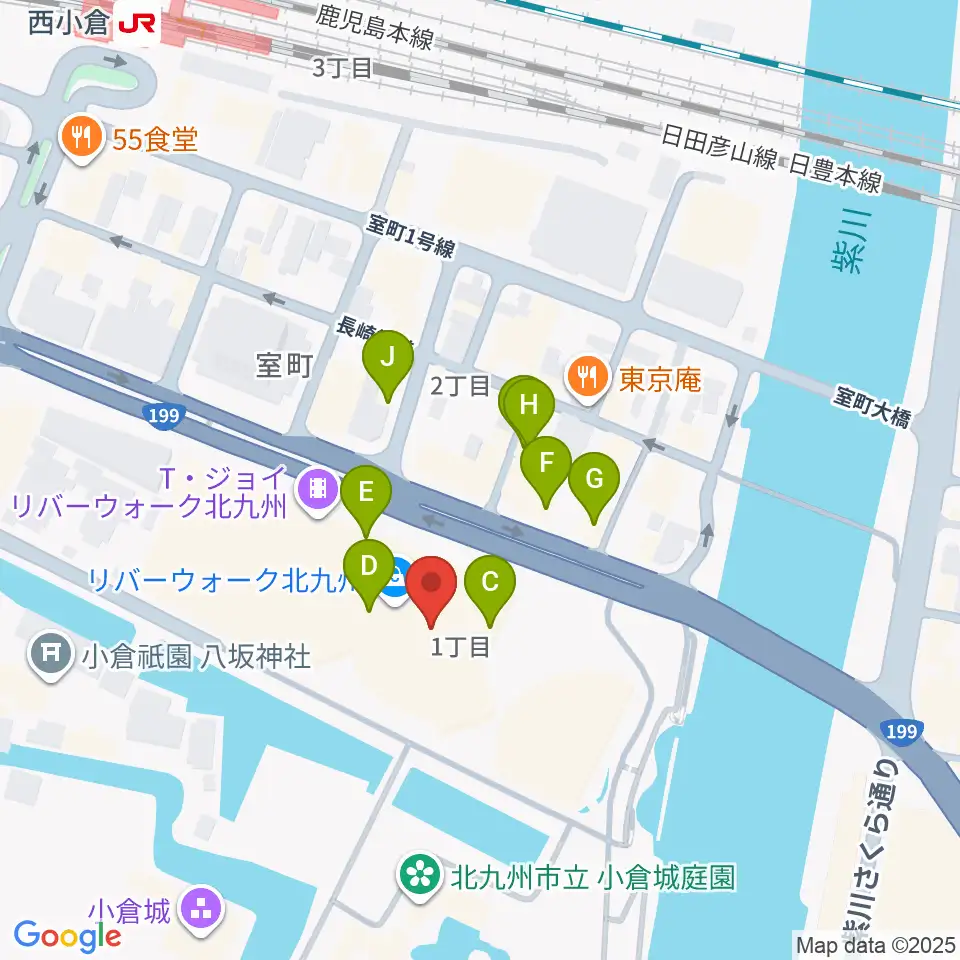 J:COM北九州芸術劇場周辺のカフェ一覧地図