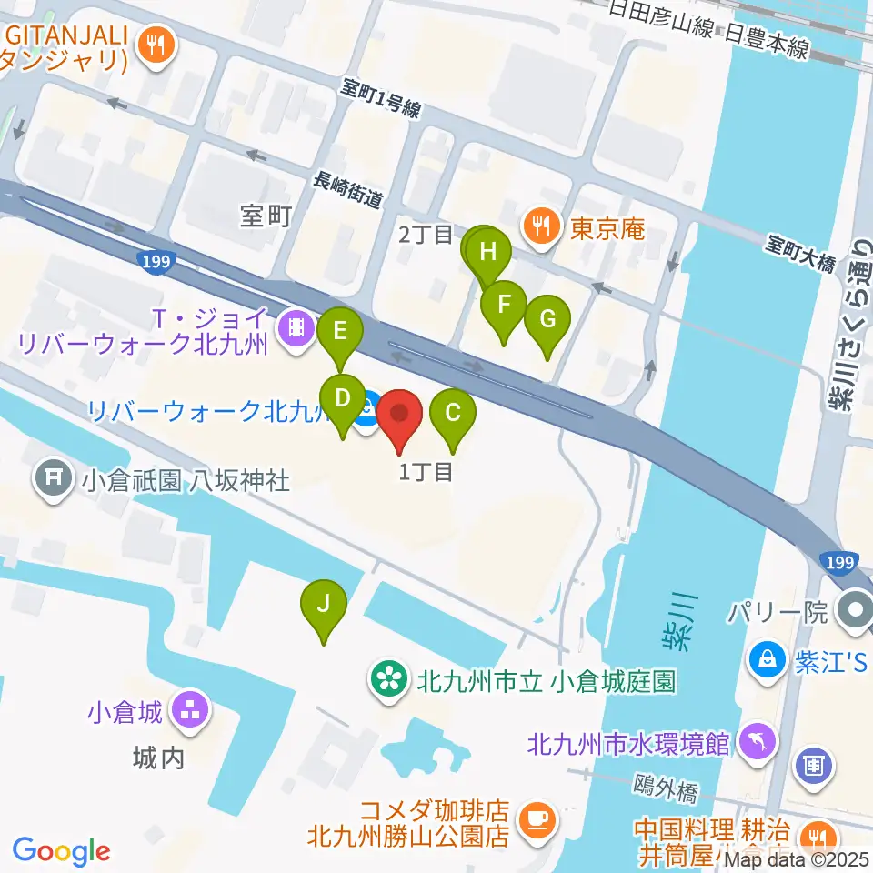 J:COM北九州芸術劇場周辺のカフェ一覧地図