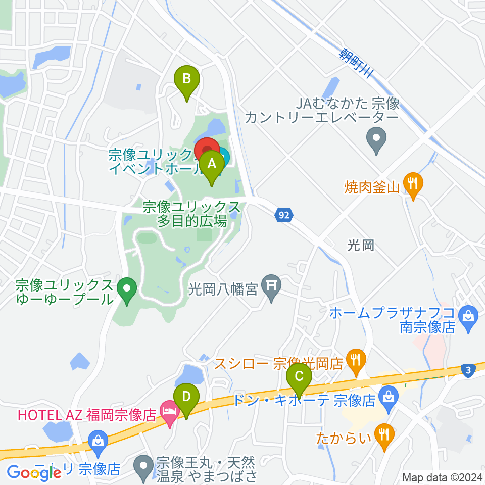 宗像ユリックス周辺のカフェ一覧地図