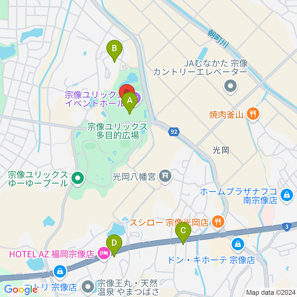 宗像ユリックス周辺のカフェ一覧地図