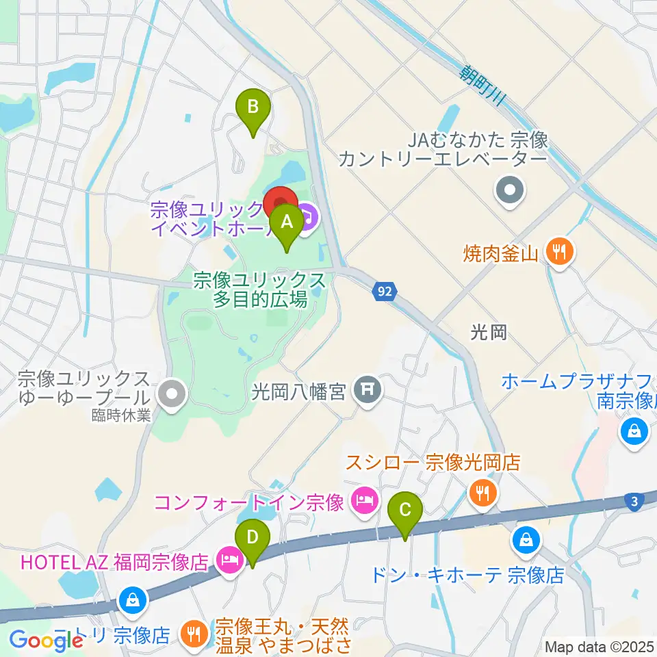 宗像ユリックス周辺のカフェ一覧地図