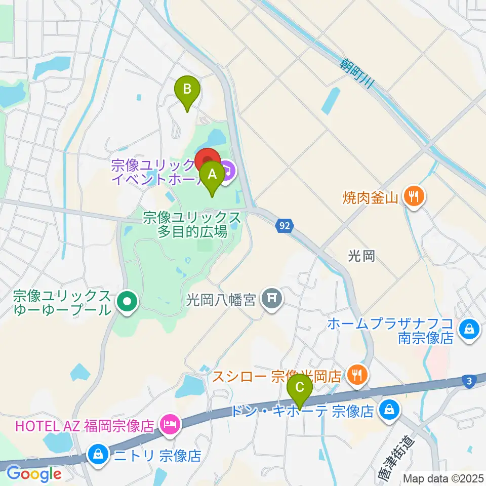 宗像ユリックス周辺のカフェ一覧地図