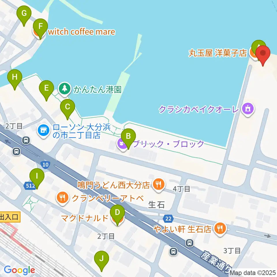 T.O.P.S Bitts HALL周辺のカフェ一覧地図