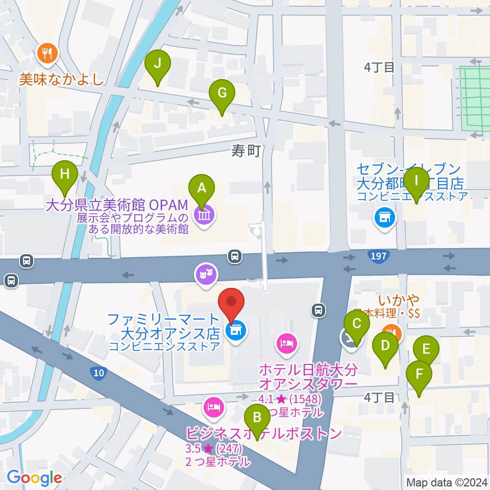 iichiko総合文化センター周辺のカフェ一覧地図