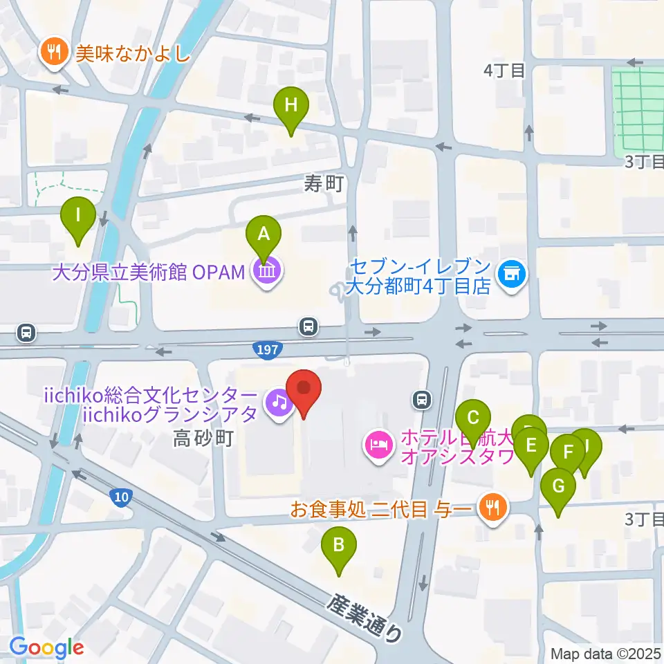 iichiko総合文化センター周辺のカフェ一覧地図
