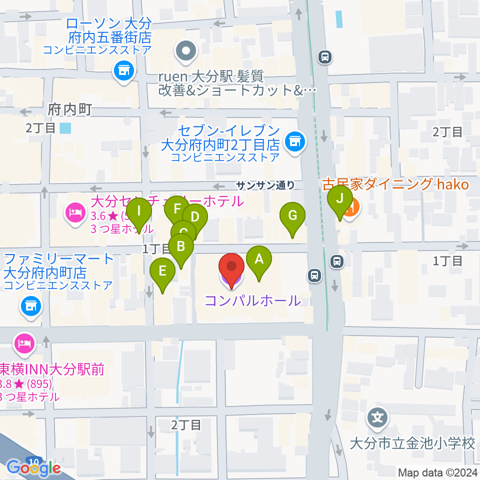 コンパルホール周辺のカフェ一覧地図